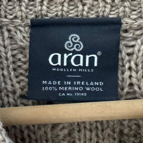 Aran Cable Knit Cardigan Sweater Womens XL Beige Collared New England Fisherman - Picture 10 of 11